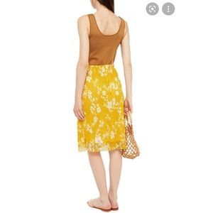 See By Chloé Yellow Floral Gathered Lace Knee Length Skirt Large